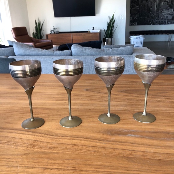 Vintage Brass goblets made in India set of 4 - Picture 2 of 4